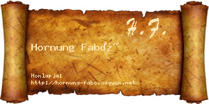 Hornung Fabó névjegykártya